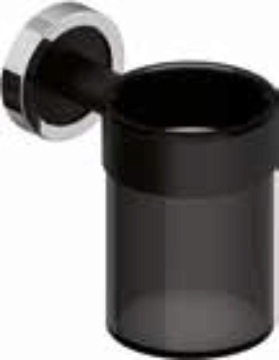 Glashalter mit Glas verchromt/carbon