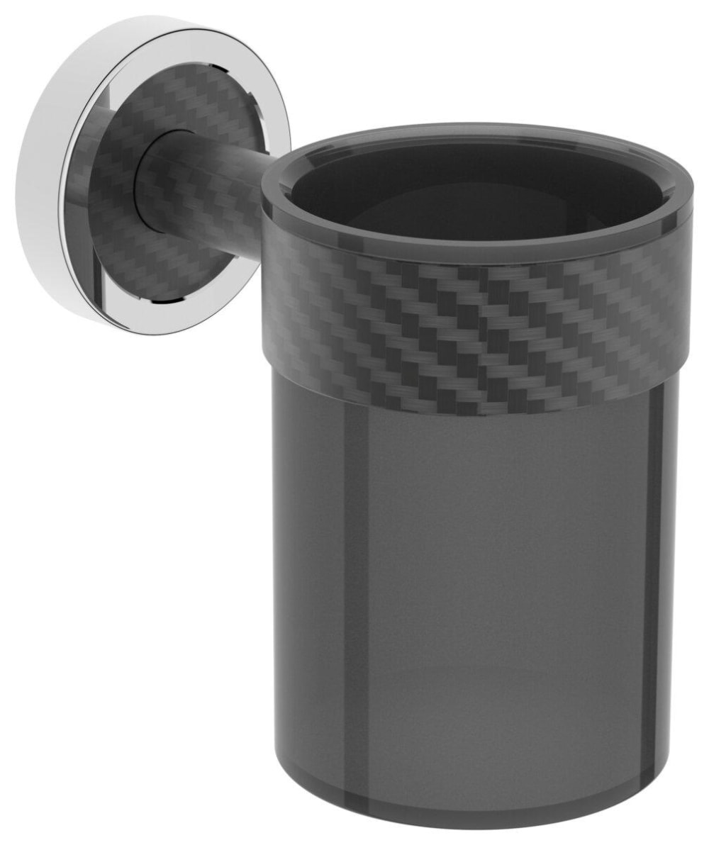 Glashalter mit Glas verchromt/carbon