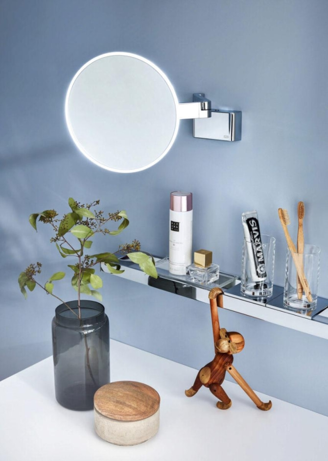 LED Rasier-u. Kosmetikspiegel rund 5f-